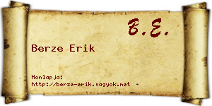 Berze Erik névjegykártya